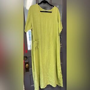 Linen Lime Green Dress Plus Size 3X Maxi Dress Liz and Jane